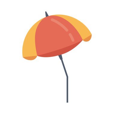 Umbrella protection against rain or sun, sunshine. Making shade for resting. Summertime leisure object, summer accessory parasol. Vector in flat cartoon style.