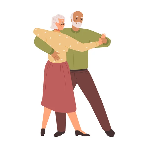 Active Grandmother Grandfather Dancing Isolated Senior Man Woman Practicing Dance — Stock Vector