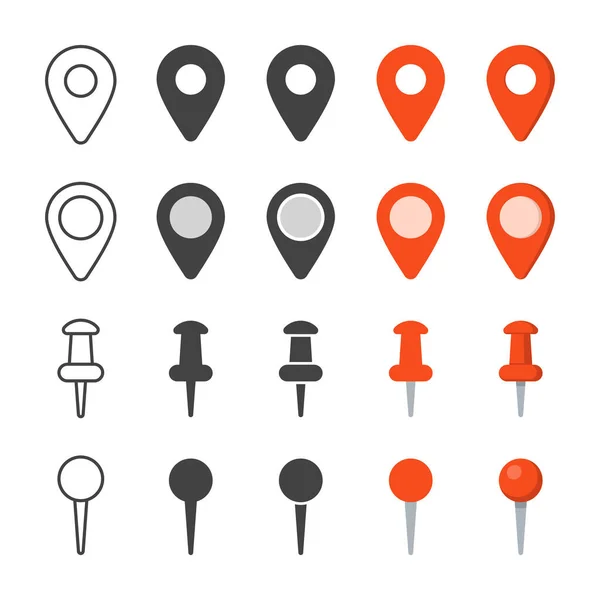 Navigation Location Pointers Push Pins Traditional Application Icons Design Isolated — Stock vektor