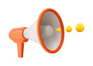 Megaphone announcement and advertisement, isolated icon of horn with presentation or promotion. Ads for shops and stores. 3d style vector illustration