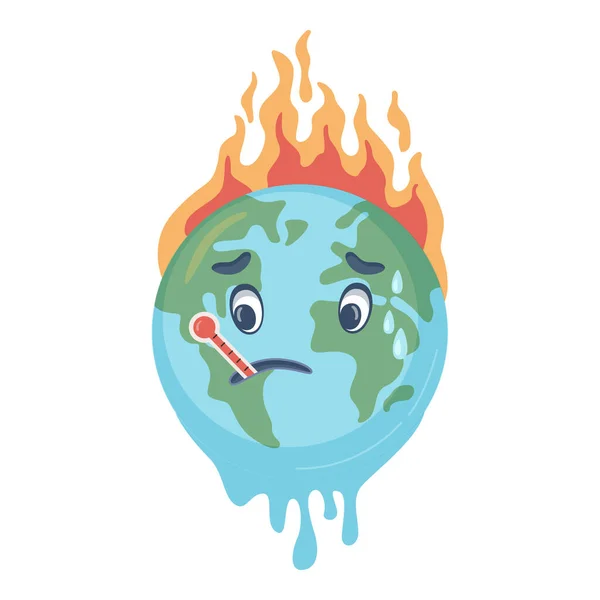 Globální Oteplování Požáry Znečištění Země Problémy Životního Prostředí Izolovaná Koule — Stockový vektor