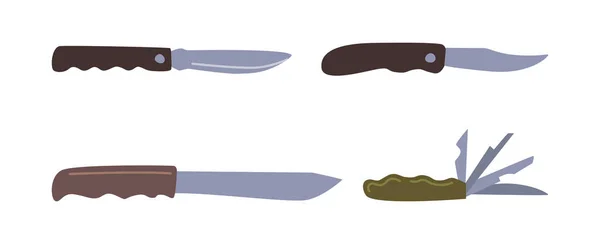 Ручні Ножі Кожен День Або Спеціальне Використання Ізольована Військова Техніка — стоковий вектор