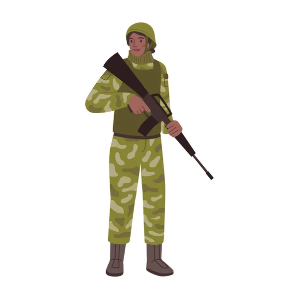 Femme Soldat Armé Gilet Sauvetage Casque Vêtements Protection Portant Des — Image vectorielle