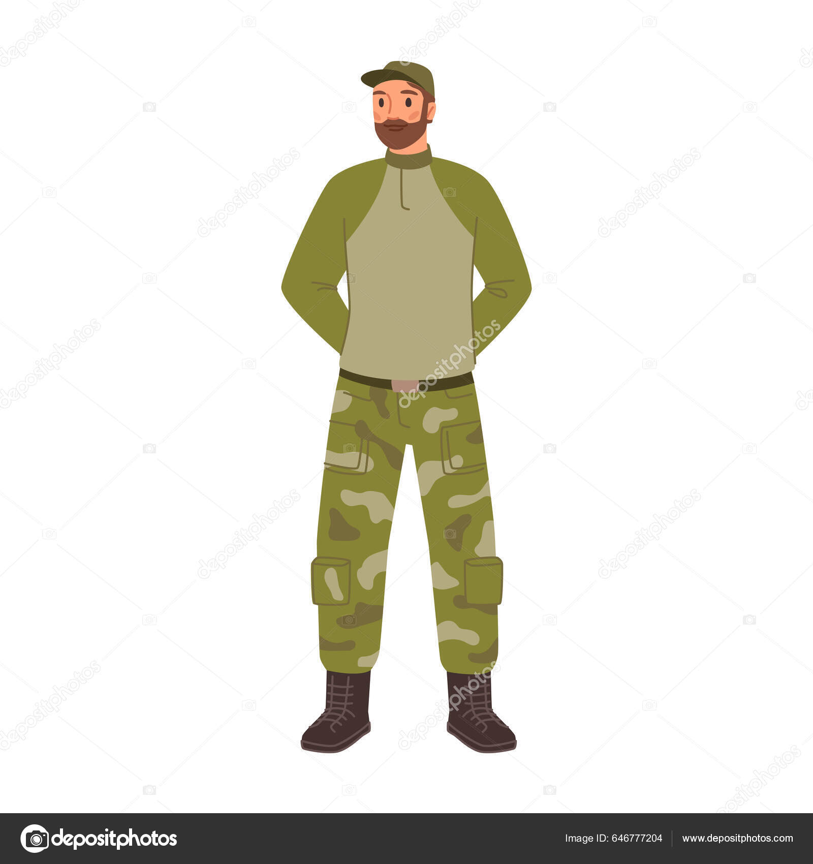 Μαχητής Στρατιώτης Πεζικού Φορώντας Στολή Απομονωμένος Άνθρωπος Που Υπηρετεί  Στο Διανυσματικό Αρχείο από ©Sensvector646777204