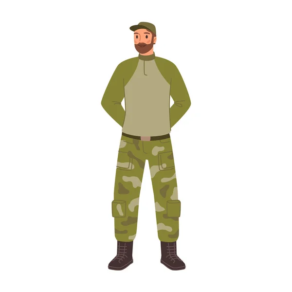 Боец Солдат Пехоты Форме Одинокий Человек Служащий Армии Военные Силы — стоковый вектор