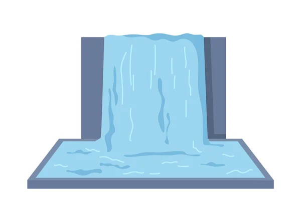 Fontaine Avec Cours Eau Réservoir Isolé Avec Éclaboussures Liquides Cascade — Image vectorielle