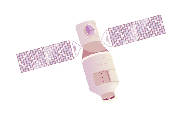 Satellite Spaziale Raccolta Dati Intorno Pianeta Nave Spaziale Isolata Esplorazione — Vettoriale Stock