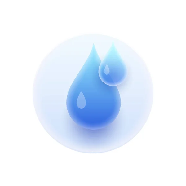 Water Drop Aqua Liquid Glassmorphism Icon Isolated Droplet Hydration Healthy — Stock Vector