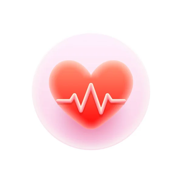 Pulse Glassmorphism Isolated Icon Heartbeat Rate Health Care Diagnostics Cardio — Stock Vector