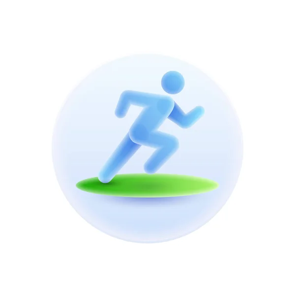 Löpare Eller Joggare Sportaktiviteter Och Fysiska Övningar Isolerad Glasmorfism Ikon — Stock vektor