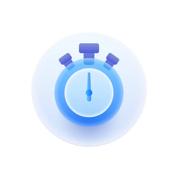 Stopwatch Timer Voor Sportieve Activiteiten Wedstrijd Tijd Geïsoleerd Glas Morphism — Stockvector