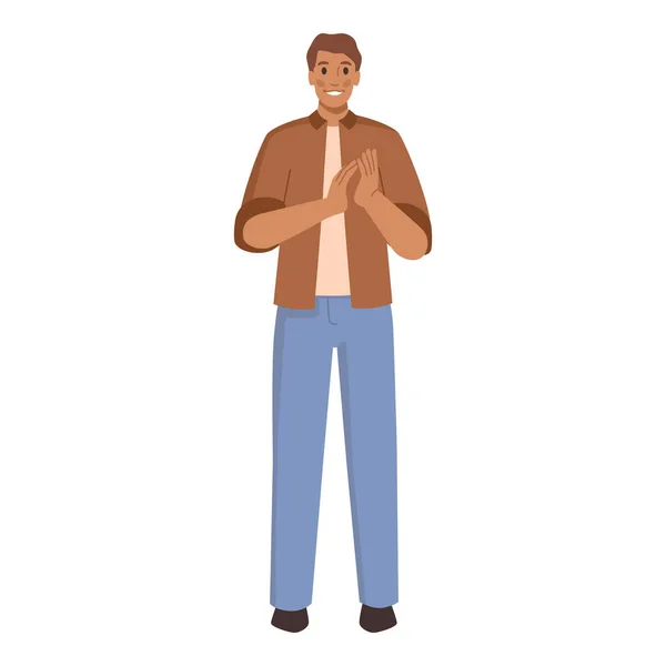 Man Showing Support Gestures Applause Greets Hand Claps Vector Illustration — Stock Vector