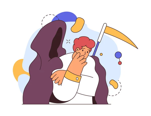 Man Suffering Panic Attack Fear Death Flat Cartoon Vector Illustration — Stock Vector