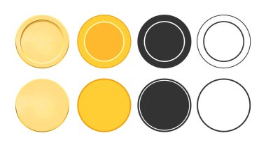 Altın sikkeler ve siyah beyaz desteler izole edildi. Boş para işareti, büyüme, gelir, tasarruf ve yatırım. Zenginliğin, işin ve başarının sembolü. Vektör kumar oyunu İllüstrasyonu