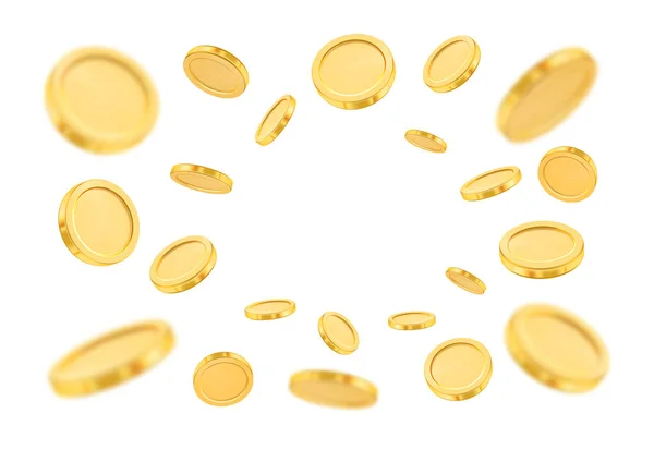 Всплеск Пустых Монет Позиции Анимированных Денег Реалистичная Анимация Золотых Монет — стоковый вектор