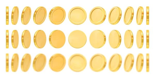 Золоті Гроші Монети Розмивають Різні Види Анімації Вектор Реалістична Валюта — стоковий вектор