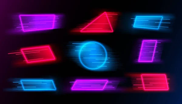 Neon Abstrakte Geometrische Formen Beschleunigen Die Bewegung Hochgeschwindigkeitsbewegungen Verschwimmen Mit — Stockvektor