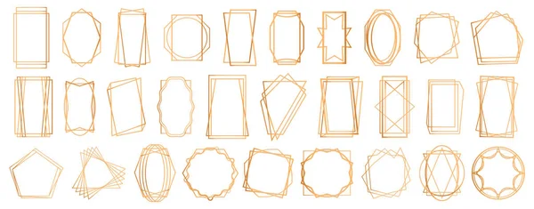 Gouden Collectie Van Geometrische Polyeder Abstracte Vormen Vlakke Vector Illustratie — Stockvector