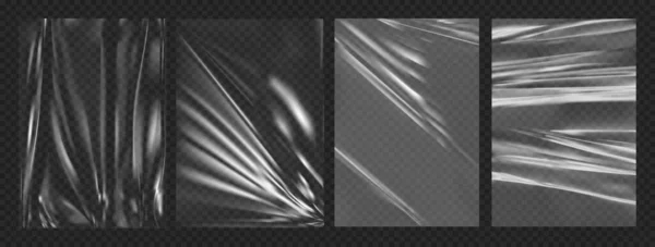 Zerknitterter Kunststoff Geklebtes Papier Faltige Folie Effekt Vektor Realistischen Hintergrund — Stockvektor
