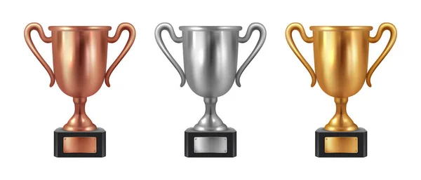 Ρεαλιστική Κύπελλο Νικητής Σύμβολο Της Νίκης Παιχνίδι Ανταγωνισμού Διανυσματική Απεικόνιση — Διανυσματικό Αρχείο