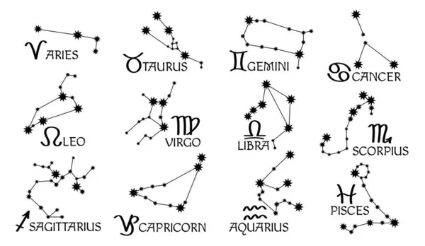 Zodiac Signs Aquarius Pisces Aries Cancer Gemini Virgo Scorpio Capricorn — Stock Vector