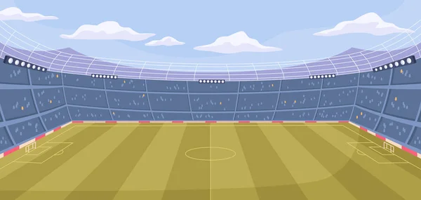 Big Football Soccer Stadium Big Green Field Vector Illustration Empty — Stock Vector