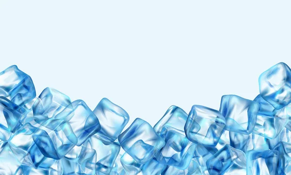 Realistic Icy Square Blocks Stacked Pile Frozen Water Pieces Vector — Stock Vector