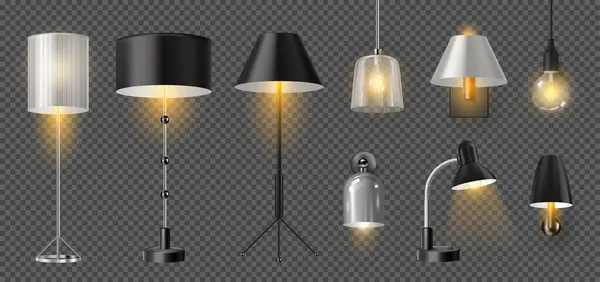 Desk Floor Lamps Sconce Wall Interior Design Illumination Home Vector — Stock Vector