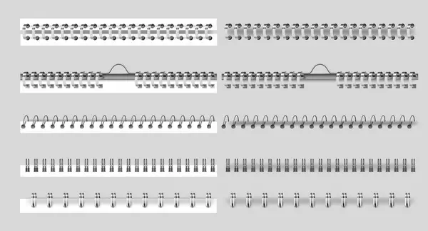 Reliure Réaliste Métal Pour Calendrier Cahier Manuel Cahier Bobine Spirale — Image vectorielle