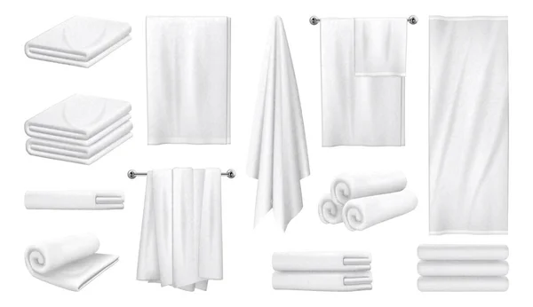 White Kitchen Towel Soft Fabric Napkin Blank Tablecloth Handkerchief Vector — Stock Vector