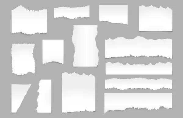 Realistische Zerrissene Papierstücke Mit Zerrissener Effekt Textur Vektor Isolierte Leere — Stockvektor