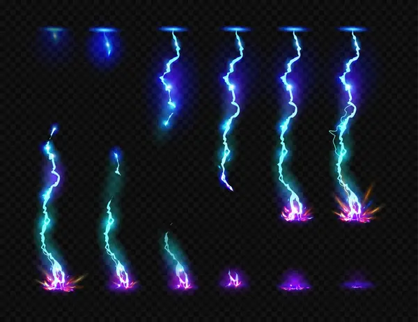 Blitzentladeffekt Für Animations Oder Spielstandort Wetterelemente Vektor Isolierte Realistische Blitzschlag — Stockvektor