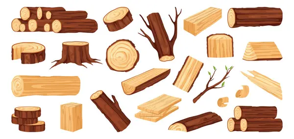 Carpintaria Materiais Madeira Vetor Produtos Isolados Para Carpinteiro Tronco Árvore Vetores De Stock Royalty-Free