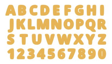 Altın renkli yazı tipi, izole edilmiş balon yazı tipi. Tebrik kartları, logotlar ve tipografi dekorasyonu için İngiliz alfabesi harflerini ve numaralarını vektörle. Altın süslü sözler.