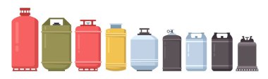 Depolama gazı ya da petrol için teneke kutular. Markası fotokopi alanı olan izole edilmiş şişe seti. Propan bütan, endüstriyel kimyasal maddeler. Nitrojen, karbondioksit, helyum tankları kiti