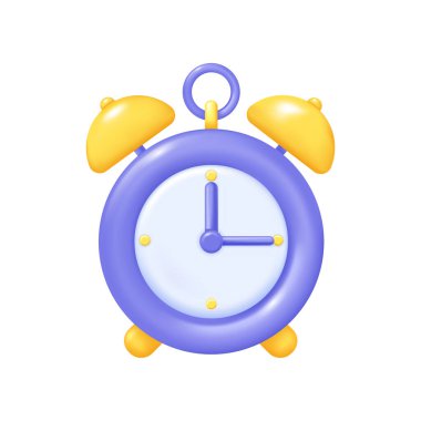 Saat 3-D gerçekçi, klasik alarm saati vektör çizim simgesi. İş konsepti kronometre, son teslim tarihi veya geri sayım işareti, top arayüzü modeli, Uyanış işareti