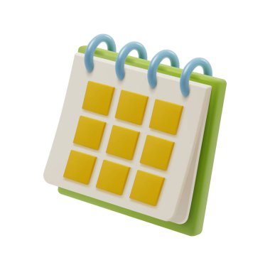 Takvim defteri sayfası, üç boyutlu gerçekçi dizaynlı spiral klasör. Ofis kağıdı yüzüğünün vektör çizimi, kağıt not defteri şablonu, hatıra defteri düzenleyici şablonu. Kırtasiye kitaplığı simgesi