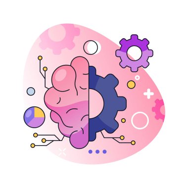 Yapay zeka teknolojileri gelişim ve gelişim. Vektör izole edilmiş beyin ve donanım, kritik düşünme yetisine sahip yapay zeka, yaratıcılık ve problem çözümleri, veri analizi