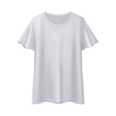 Erkekler ve kadınlar için kolları olan basit gerçekçi bir tişört. Fotokopi alanı olan vektör giysiler, modern kıyafetler ya da şık ve şık kıyafetler. Reklam veya tasarım baskısı için model