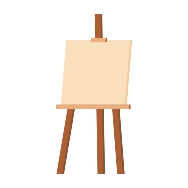 Boş sehpa, boş tuval ile izole ahşap tezgah. Çizim, resim ve yaratıcılık dersleri için vektör sanatsal ekipman. Resim için çerçeve, reklam panosunda sunum, boş sayfa