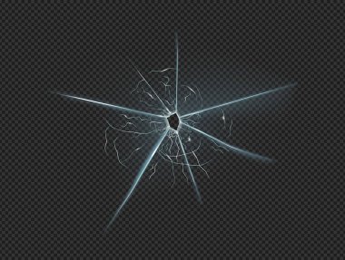 Ekranda çatlaklar, kırılmış ya da kırılmış camlar olan gerçekçi bir delik. Kurşun izine rastladım. Kırık camlar kırılmış. Suç ve vandalizm dokusu. Kırık katı yüzey, silah etkisi.