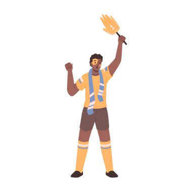 Favori takım üniformalı spor fanatiği yarışmayı destekliyor, TV canlı yayını izliyor ya da büyük köpüklü elle şampiyonluk maçı seyrediyor. Öznitelikli destekçi, beyzbol ya da futbol fanatiği