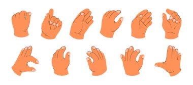 Dev bir kolun el hareketini gösteriyor. Düz stil, izole edilmiş parmaklar, bilek ve avuç içi pozisyonu. Görüntüleme ya da işaret etme, karikatür şahsiyeti vücut parçası seti. Karakter detay koleksiyonu