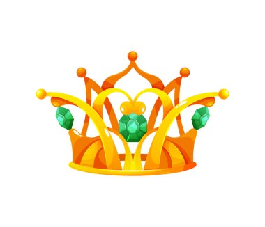 Altın kralın ya da kraliçenin tacı, yeşim taşlarla izole edilmiş lüks taç. Vektör monarşi ve krallığın otorite sembolü. Kral kelebekleri için kraliyet tacı zengin ve değerli mücevherler, fiyat veya prenses