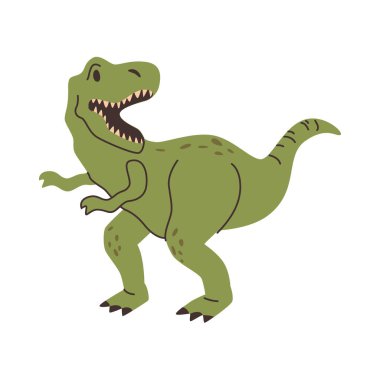 Dinozor Tyrannosaurus Rex. Tarih öncesi sürüngenin vektör izole ikonu. Eski yırtıcı hayvan. Büyük dişli Jurasik Dönemi Hayvanı. Saldırgan canavar, Polinezya döneminden kızgın kertenkele, canavar.
