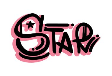 Sokak sanatı harfleri, izole bir ifade ya da yıldız ve replikleri olan bir slogan yıldızı. Vector kentsel grafiti, kültür spreyi yazıtları ve havalı ergen duvar karalaması. Modern renkli tipografi