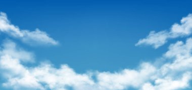 Bulutlu gökyüzü, kabarık bulutlu sahne. Bulutların gerçekçi görünümü, manzara tasarımı için gökyüzü manzarası. Cumulus, yaz veya bahar mevsimi, gün ışığı, zaman dinginliği ve cennet manzarası.