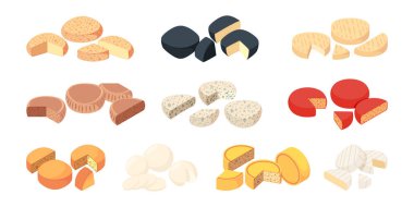 Doğal ve organik tarım sert peynir yaptı. İzole edilmiş izometrik parçalar ve süt ürünlerinin tekerlekleri. Yiyecek, beslenme ve besin alışverişi veya depolama, diyet için yemek