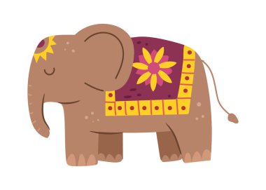 Diwali fili, arkasında pelerin ve kafasında rangoli izi ile süslenmiş. Hint Işık Festivali 'nin ikonu. Kraliyet gücünün ve bilgeliğinin sembolü. Dipawali bolluk ve refahın şenlikli ruhu