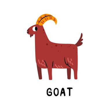 Keçi Çin Yeni Yıl sembolü, Asya burcunun Çin burcunun şirin karalaması, burç işareti. Kore ve Japonya ilkbahar ay festivali tabelası, çizgi film tasarımında geyiğin vektör çizimi